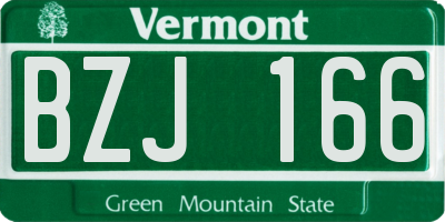 VT license plate BZJ166