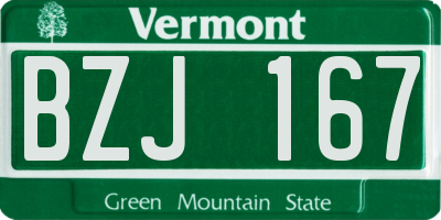 VT license plate BZJ167