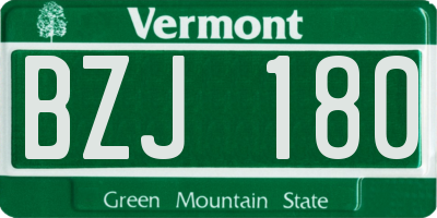 VT license plate BZJ180