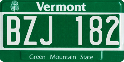 VT license plate BZJ182