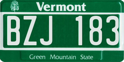 VT license plate BZJ183