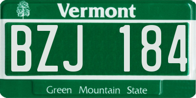 VT license plate BZJ184