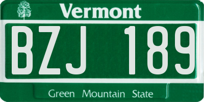 VT license plate BZJ189