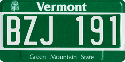 VT license plate BZJ191