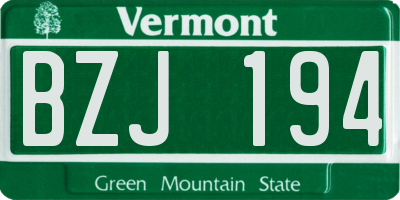 VT license plate BZJ194