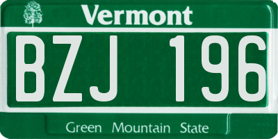 VT license plate BZJ196