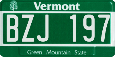 VT license plate BZJ197