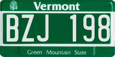 VT license plate BZJ198