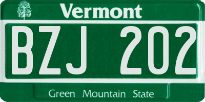 VT license plate BZJ202