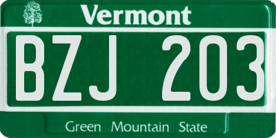 VT license plate BZJ203