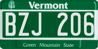 VT license plate BZJ206