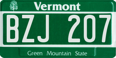 VT license plate BZJ207