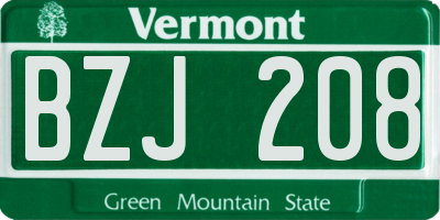 VT license plate BZJ208