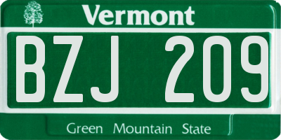 VT license plate BZJ209