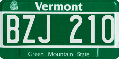 VT license plate BZJ210