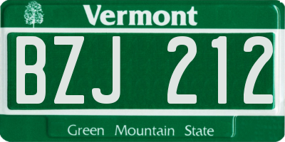 VT license plate BZJ212