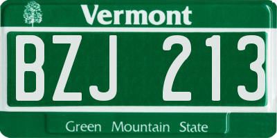 VT license plate BZJ213