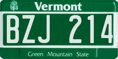 VT license plate BZJ214