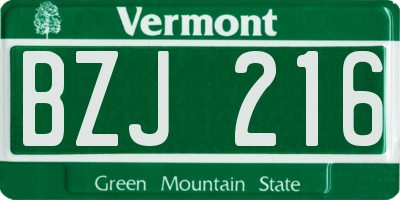 VT license plate BZJ216