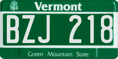 VT license plate BZJ218
