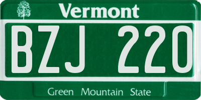 VT license plate BZJ220