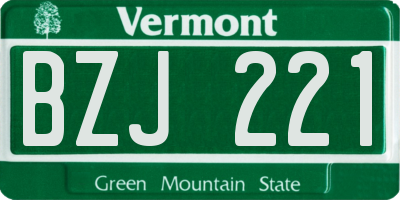VT license plate BZJ221