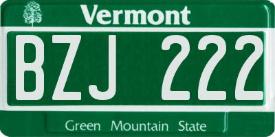 VT license plate BZJ222