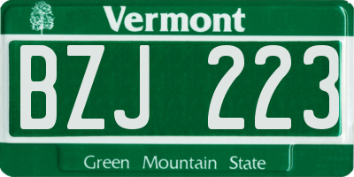 VT license plate BZJ223