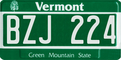 VT license plate BZJ224