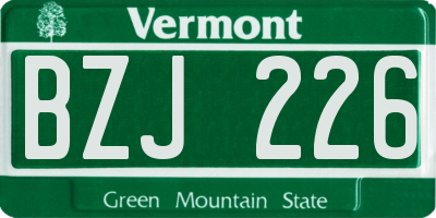 VT license plate BZJ226