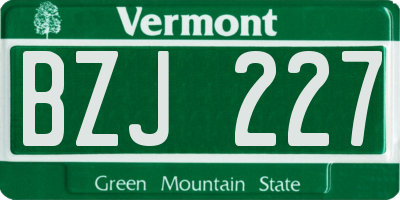 VT license plate BZJ227