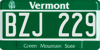 VT license plate BZJ229