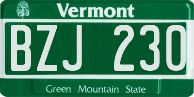 VT license plate BZJ230