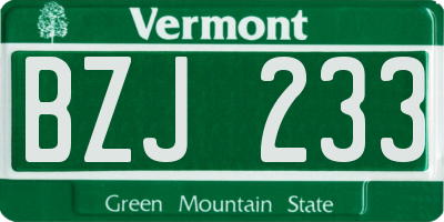 VT license plate BZJ233