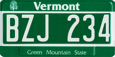 VT license plate BZJ234