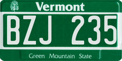 VT license plate BZJ235