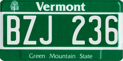VT license plate BZJ236