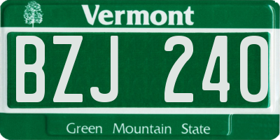 VT license plate BZJ240