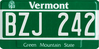 VT license plate BZJ242