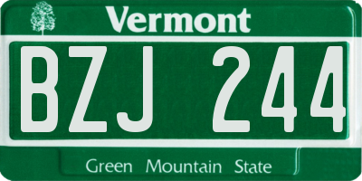 VT license plate BZJ244