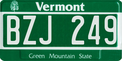 VT license plate BZJ249