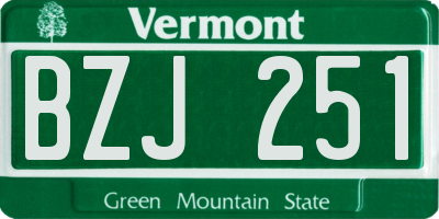 VT license plate BZJ251
