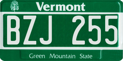 VT license plate BZJ255