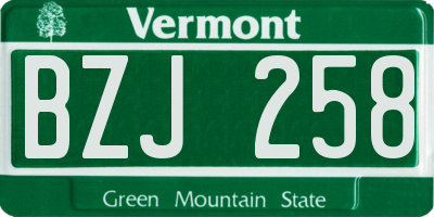VT license plate BZJ258