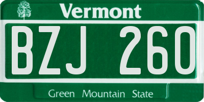 VT license plate BZJ260