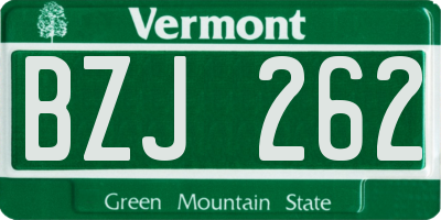 VT license plate BZJ262