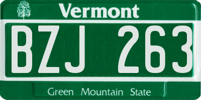 VT license plate BZJ263