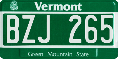 VT license plate BZJ265