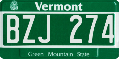 VT license plate BZJ274