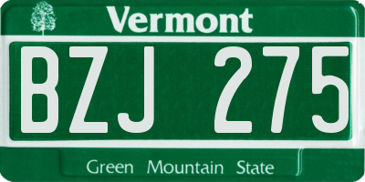 VT license plate BZJ275